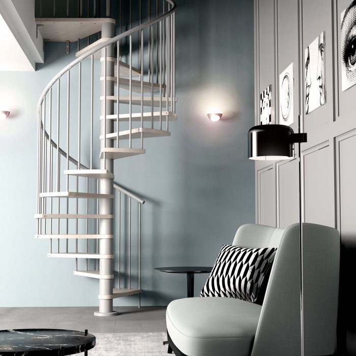 Milano C20 Spiral Staircase Stone Light Grey