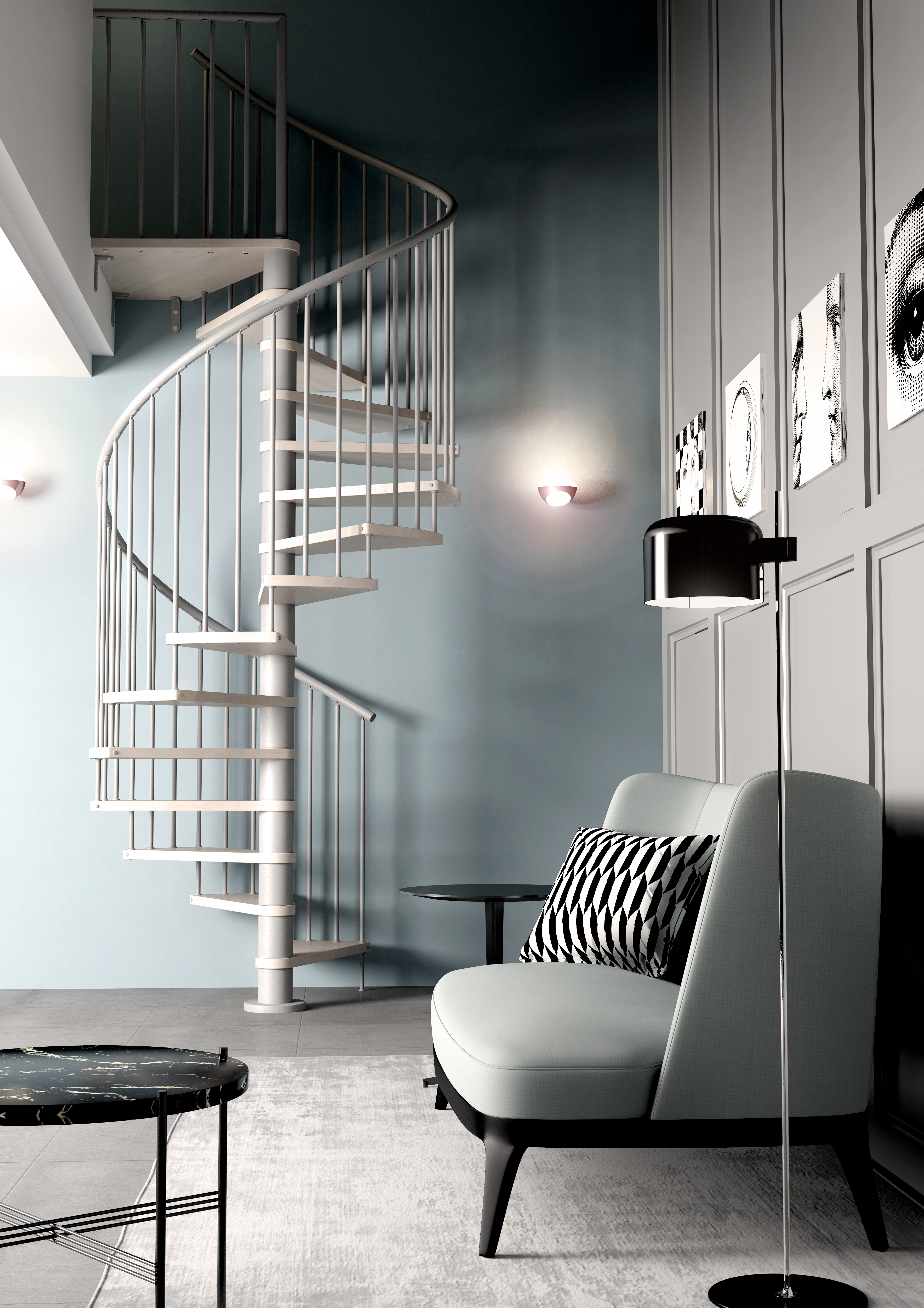 Milano C20 Spiral Staircase Stone Light Grey
