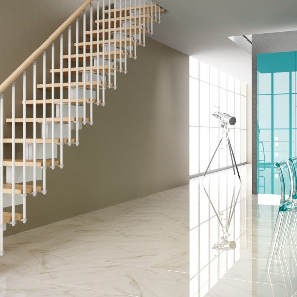 Stilo Modular Linear Staircase White Light Beech